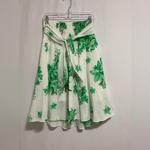 Elegant Green Floral A-Line Skirt
